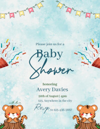 White Professional Baby Shower Announcement  Flyer (us Letter) Iflaya (Incwadi ye-US) template