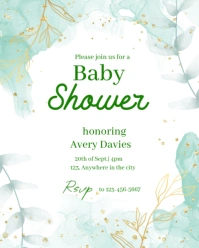 White Professional Baby Shower Announcement  Instagram Portrait template