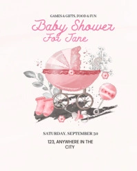 White Professional Baby Shower Announcement  Instagram Portrait template