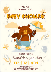 White Professional Baby Shower Flyer  A5 template