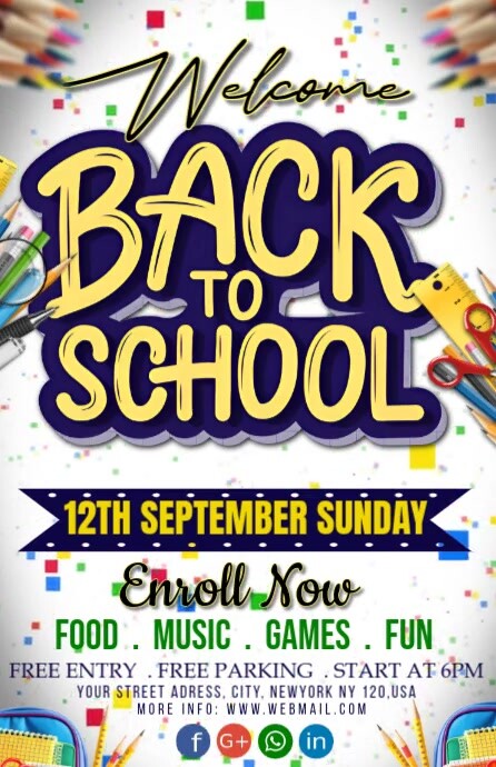 White Professional Back To School  Half Page Wide Meia página larga template