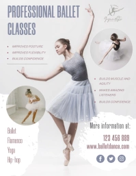 White Professional Ballet Dancing Classes Flyer Pamflet (VSA Brief) template