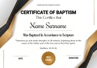 White Professional Baptism Certificate A4 template