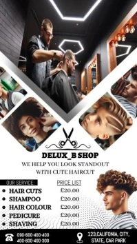 White Professional Barber Shop Template Video WhatsApp Status