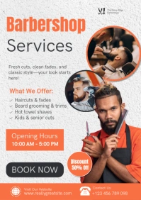 White Professional  Barbershop Services Promotion Template A2