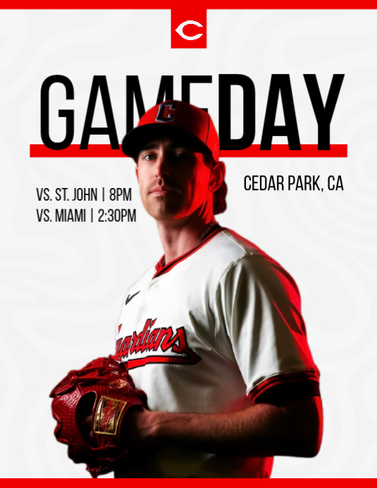 White Baseball Game Day Flyers Template | PosterMyWall