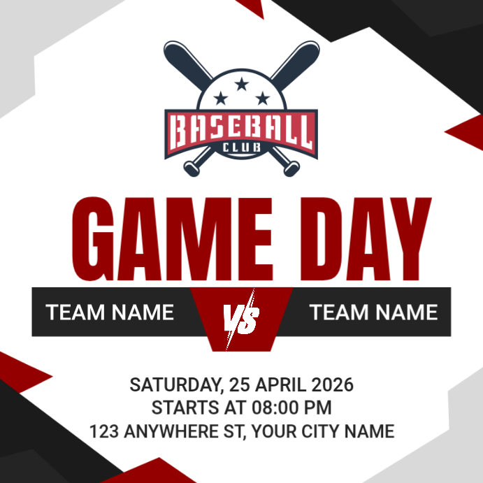 White Professional Baseball Game Day Instagram Post Template | PosterMyWall