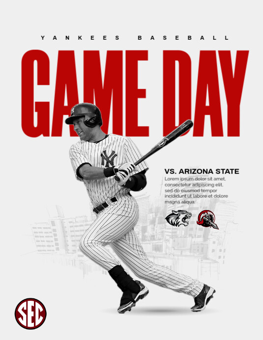 White Professional baseball Gameday Flyer (us Letter) template