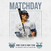 White Professional Baseball Matchday Instagram Post template