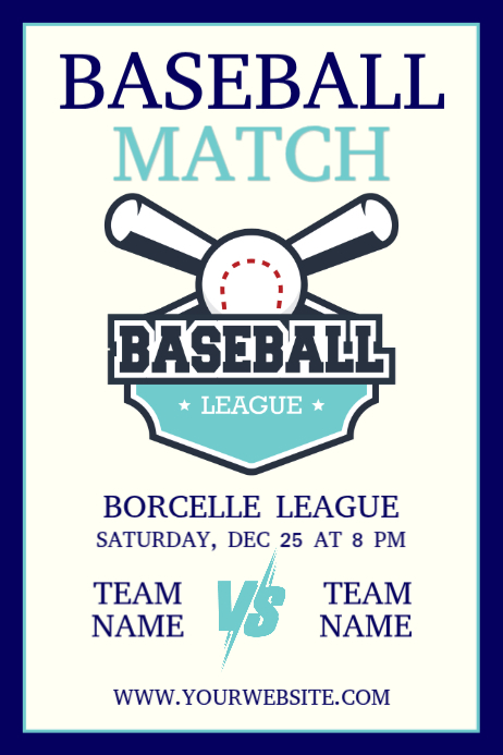 Baseball Poster Simple White Professional Baseball Poster Template | PosterMyWall