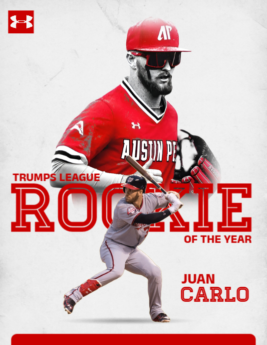 White professional baseball rookie of the year flyer Template ...