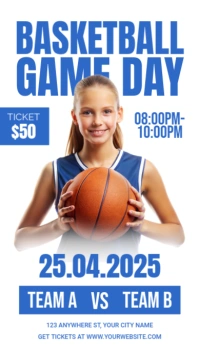 White Professional Basketball Game Day Instagram Story Instagram-verhaal template