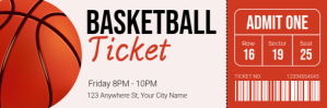 White Professional Basketball Game Ticket Twitter Banner template