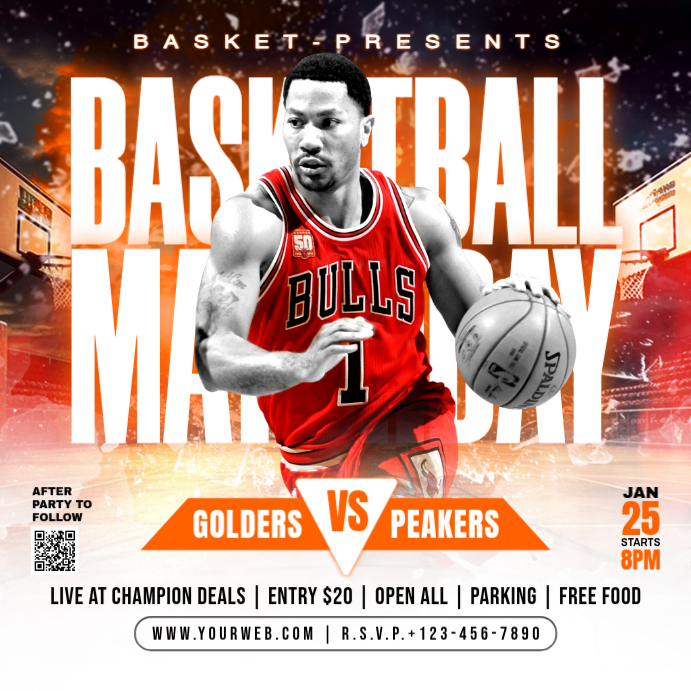 White Professional Basketball Match Instagram Post Template | PosterMyWall