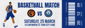White Professional Basketball Match Ticket Twitter Banner Twitter-header template