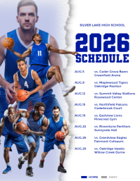 White Professional Basketball Schedule Flyer Volante (Carta US) template