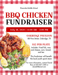 White Professional BBQ Chicken Fundraiser Flyer Løbeseddel (US Letter) template