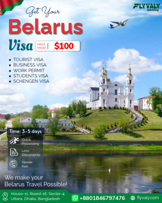 White Professional Belarus Visa Processing Ads Design Template ...