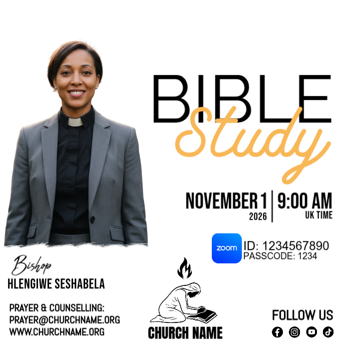 White Professional Bible Study Instagram Post Template | PosterMyWall
