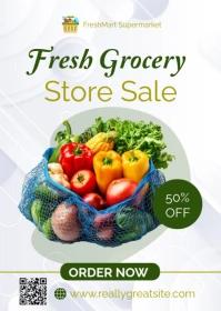 White Professional Big Savings Grocery Sale Template A6