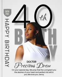 Biały 40th Birthday Celebration Instagram Portrait Template