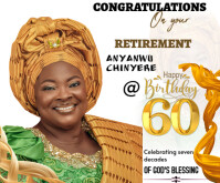 White Professional Birthday Retirement Flyer  Medium Rectangle Mellemstort rektangel template