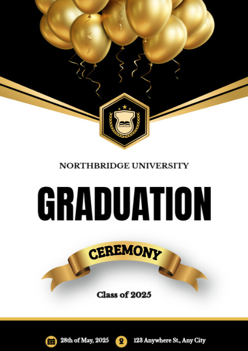 Gold Graduation Program Copy of White Professional Black And Gold Modern Graduation Ceremony ...