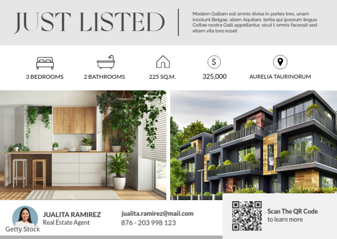 White Professional Black And White Open House | Just Listed | Real Estate Postcard Advertising 2025 Postal template