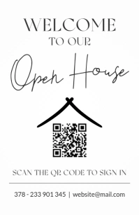 White Professional Black And White Welcome To Our Open House Real Estate Flyer  Half Page Wide Meia página larga template