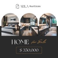 White Professional Black White And Kaki Real Estate House For Sale Advertising | Instagram Post Bann template