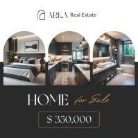White Professional Black White And Kaki Real Estate House For Sale Advertising | Instagram Post Bann template