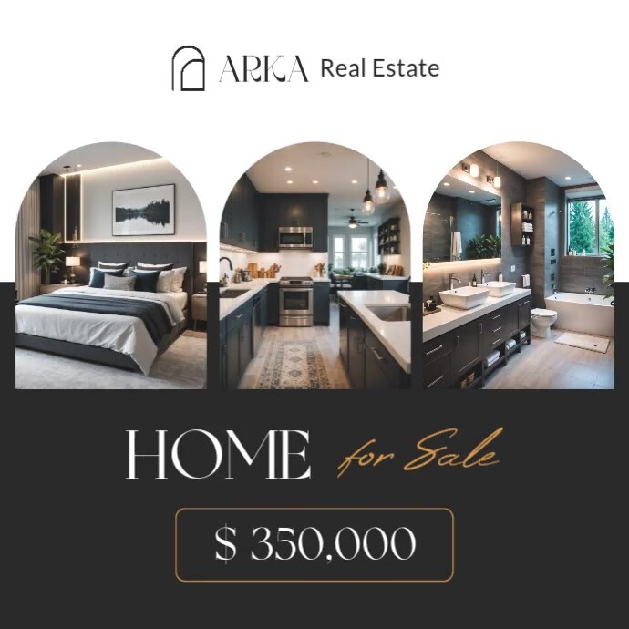 White Professional Black White And Kaki Real Estate House For Sale Advertising | Instagram Post Bann template