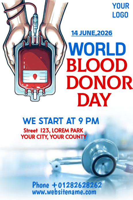 White professional blood donation event poster Template | PosterMyWall