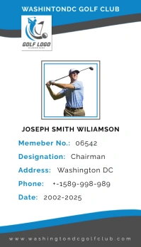 White Professional Blue, Black Golf Membershi Biglietto da visita template