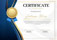 White Professional Blue And Gold Modern Achievement Certificate A4 template