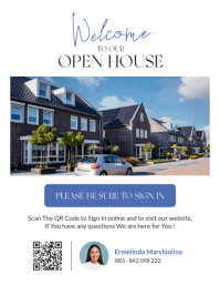 White Professional Blue White Black Real Estate Stationery | Open House  Flyer (us Letter) template
