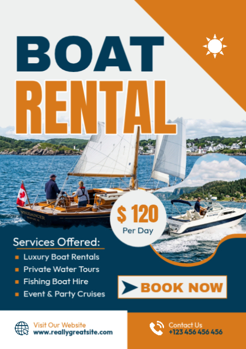 Plantilla de Blanco Boat Rental A2 | PosterMyWall