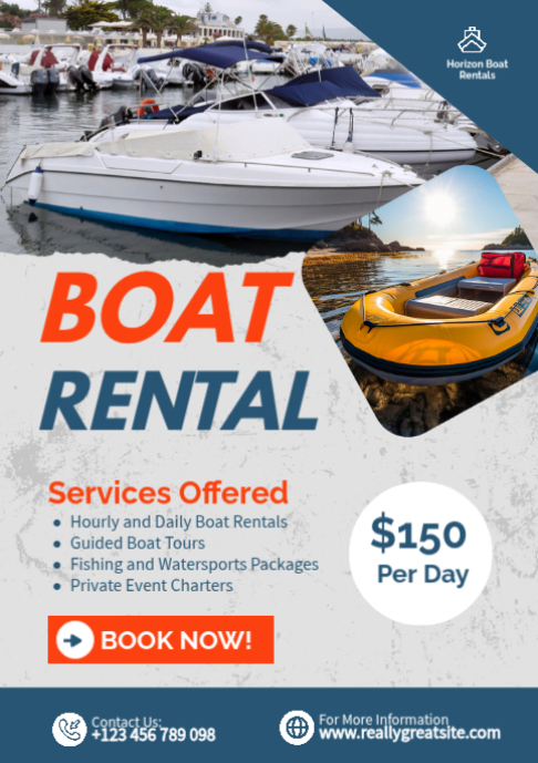 White professional boat rentals a2 Template | PosterMyWall