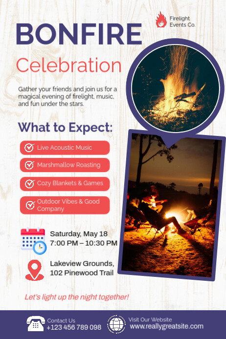White Professional Bonfire Night Event Poster Template Poster Cartaz