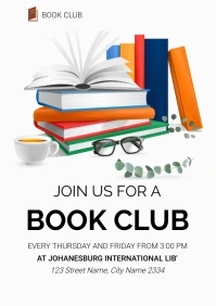 White Professional Book Club Poster A2 template