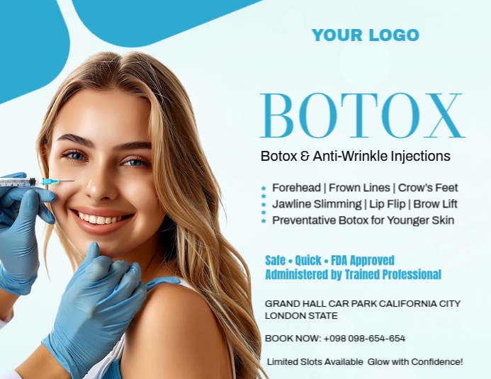 Botox Advertisement Text Examples White Professional Botox Treatment Template Design Flyer (us Letter ...