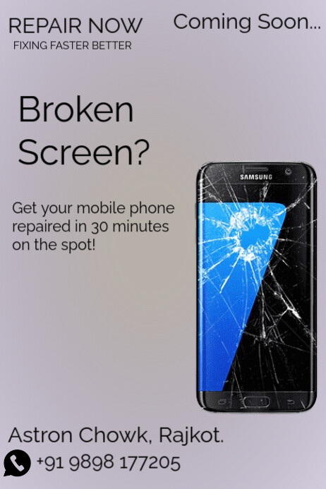 White Professional Broken Screen  Poster Cartaz template