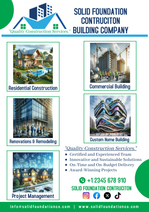 White Professional Building And Construction A5 template