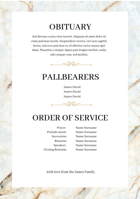 White Professional Burial Program A5 Template | PosterMyWall