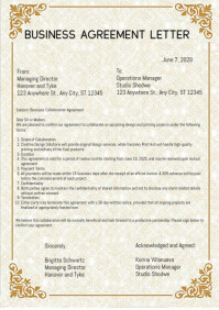 白色 Business Agreement A4 Template