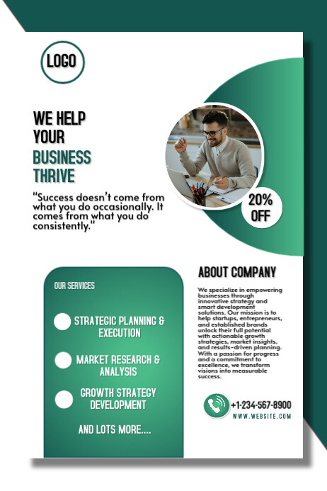 White Professional Business Development Poster Template | PosterMyWall