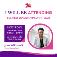 White Professional Business Leadership Summit I Will Be Attending Instagram Post template
