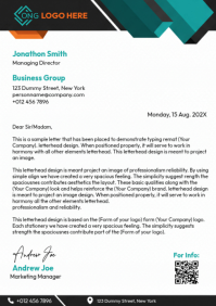 สีขาว Business Letterhead A4 Template