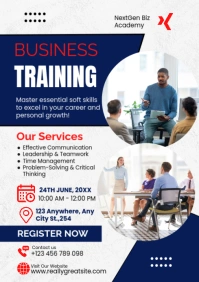 White Professional Business Training Poster Template A4