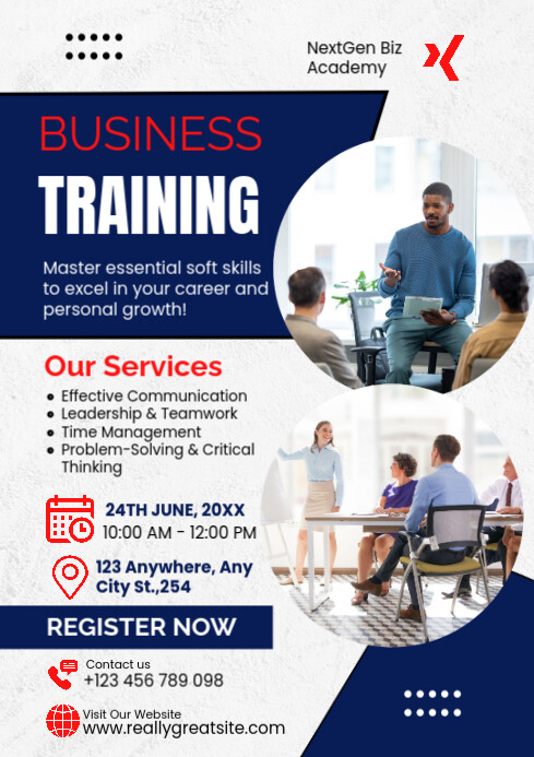 Copy of White Professional Business Training Poster Template A4 ...